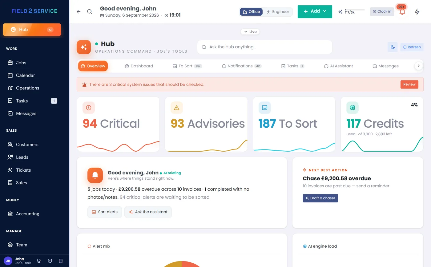 AI assistant chat answering a question about the business